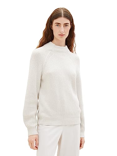 TOM TAILOR Sweter damski, 34401 – Offwhite Grey Plaited Rib, XL