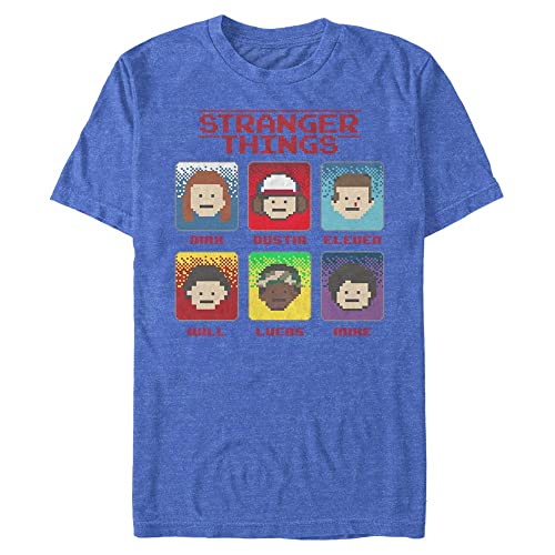 Stranger Things Męski t-shirt 8-bitowy Stranger Short Sleeve T-Shirt Retro Heather Royal, XXL, Retro Heather Royal, XXL