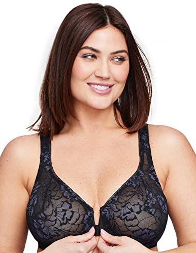 Glamorise Damski biustonosz Plus Size Lacey T-Back Wonderwire z fiszbinami #9246, Czarny, 90G