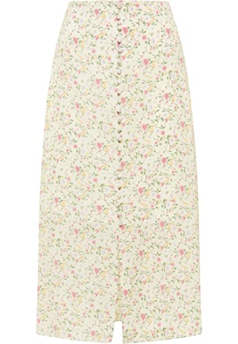 caneva Damska spódnica midi z nadrukiem kwiatowym, Biały wielokolorowy, XL