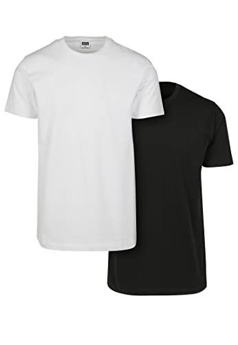 Urban Classics Męski T-shirt basic, 2 sztuki, Khaki+czerwone wino, 4XL