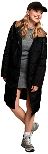 Springfield Damski płaszcz puchowy, długi, wodoodporny kurtka, czarny, 36, czarny, S