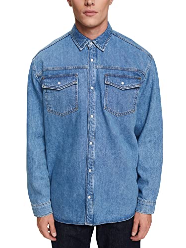 ESPRIT Męska koszula 112EE2F309, 902/BLUE MEDIUM WASH, XL