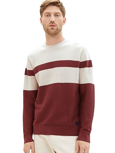 TOM TAILOR sweter męski, 33759 - czerwona struktura Alfalfa, M