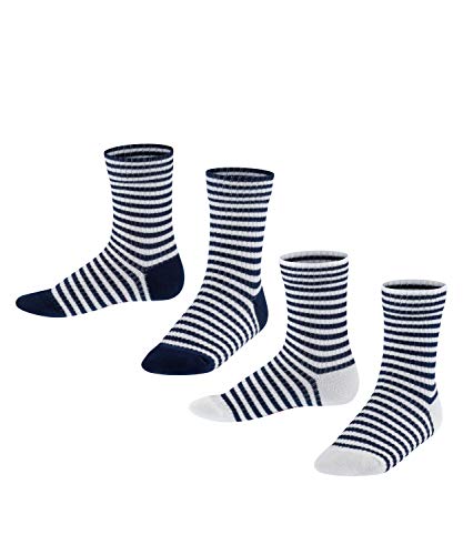 ESPRIT Skarpety Sporty Stripe 2-pak bawełniane, dziecięce, szaro-niebieskie, wiele innych kolorów, wzmocnione skarpety dziecięce ze wzorem, oddychające, cienkie, z paskami, 2 pary, niebieski (Marine