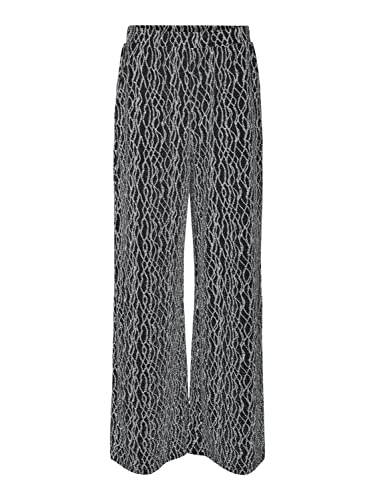 Vero Moda Vmkanz HW Wide Pant Jrs TLL Spodnie Damskie, Czarny/Szczegóły: Srebrny Lurex., M wysoki