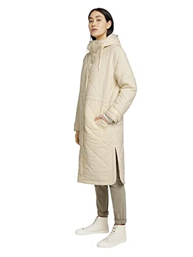 TOM TAILOR Damski Taliowany pikowany płaszcz z kapturem 1026986, 27469 - Smooth Light Sand, M