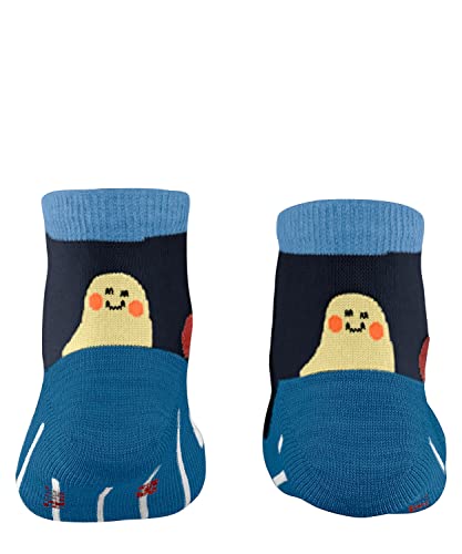 FALKE Unisex dziecięce skarpety treningowe z bąbelkami bawełniane niebieskie szare różowe wzorzyste krótkie trener długość na lato 1 para, Niebieski (Marine 6120), 23-25.5 EU