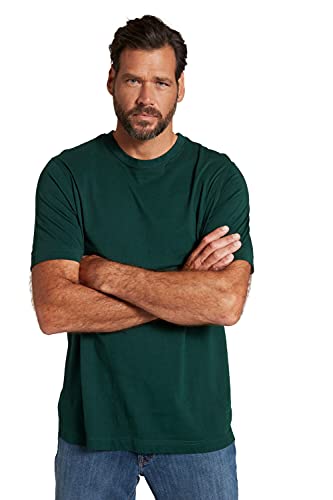 JP 1880 Duże rozmiary męski T-shirt z okrągłym dekoltem, ciemnozielony, L