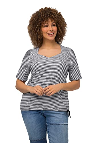 Ulla Popken, Damska koszulka w paski duże rozmiary, czarny, 58-60
