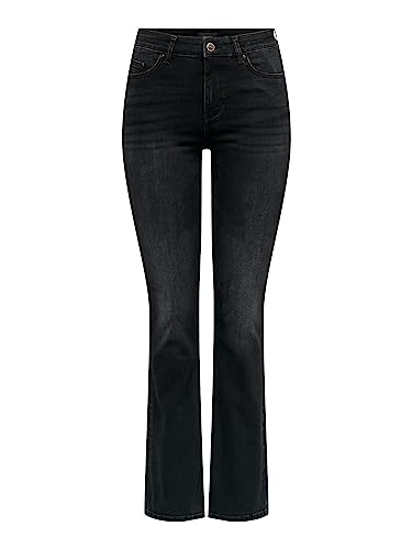 Bestseller A/S Damskie spodnie jeansowe ONLBLUSH MID Flared DNM TAI1099 NOOS ze stretchem, Washed Black, XXXL/32, Washed Black, (3XL) W / 32L