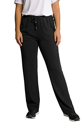 Ulla Popken Damskie spodnie do biegania, elastyczne taśmy ozdobne, tasiemki do wiązania, Black Beauty (kolor zamienny), 46