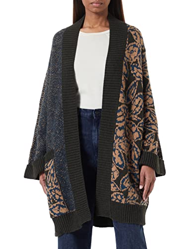 Sisley Damski sweter L/S 1149L600Q Cardigan Sweater, wielokolorowy, ciemnozielony z wzorem 901, S