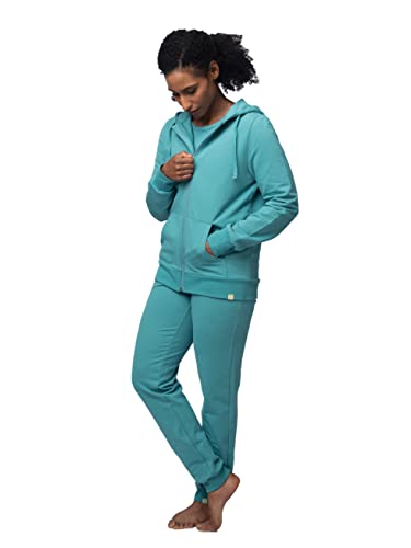 greenjama Damska bluza z kapturem o miękkiej jakości Sweat, certyfikat GOTS, topaz, rozmiar 36, Topaz, 36