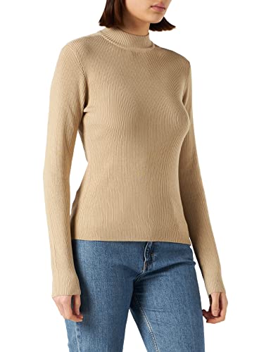 Urban Classics Damska bluza damska Rib Knit Turtelneck Sweater, Lighttaupe, XS