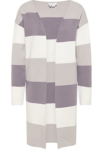 RISA Otwarty dzianinowy kardigan damski 25825338, jasnoszary wielobarwny, XL-XXL