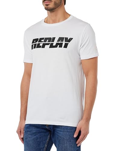 Replay T-shirt męski, Optical White 001, XXL