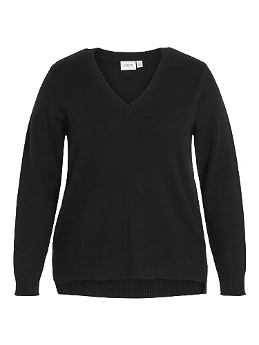 VILA EVOKED BY VILA Damski sweter VIRIL z dekoltem w serek L/S Knit top/cur-NOOS cienki sweter, czarny, 46