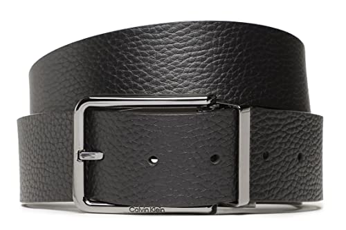 Calvin Klein Pasek męski Warmth PB 4.0 cm Skórzany pasek, Czarny/Brązowy (Ck Black/Dk Brown), 100