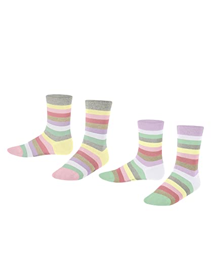 ESPRIT Unisex dziecięce skarpety Multi Stripe, dwupak, bawełna biologiczna, niebiesko-szare, wiele innych kolorów, wzmocnione skarpety dziecięce ze wzorem, oddychające, kolorowe paski, w opakowaniu