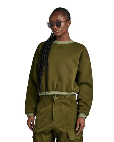 G-STAR RAW Damska bluza z logo Ovs R Sw Wmn, Zielony (Dark Olive D24218-c235-c744), S