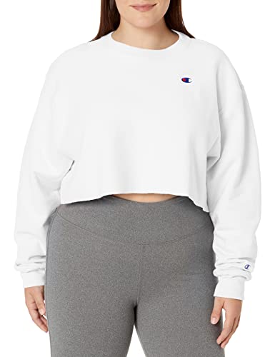 Champion Damska bluza z kapturem z odwróconym splotem cięta bluza, biały, M