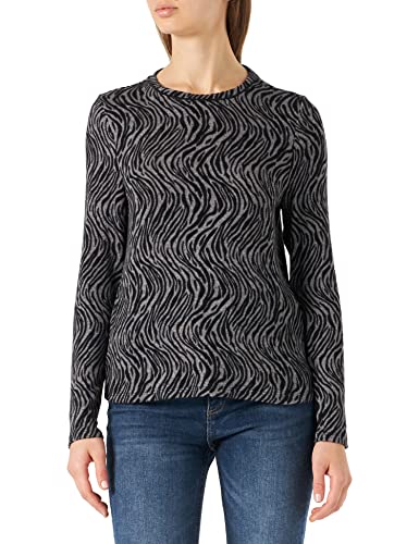 ONLY Women's ONLLEAH L/S O-Neck Top CC JRS koszulka z długim rękawem, średni szary melanż/szczegóły: Black Zebra, M