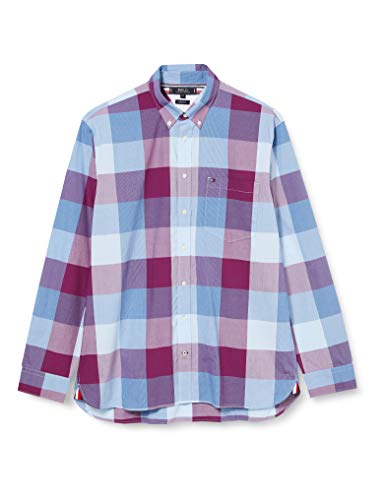 Tommy Hilfiger Męska koszula w kratkę Flex Houndstooth, Czerwony (główny czerwony/wielowy), S