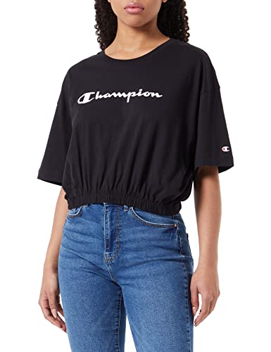 Champion Damska koszulka Legacy American Classics Logo Crop Boxy S/S, Czarny, XL