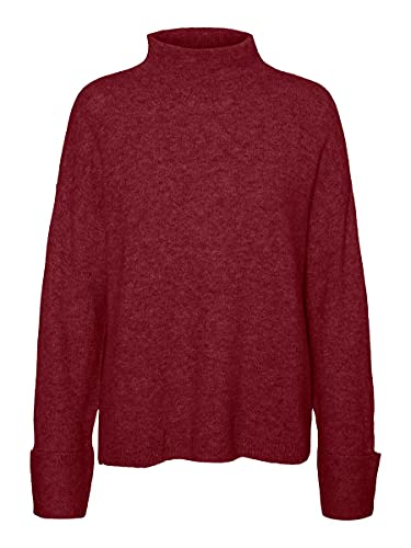 VERO MODA Damski sweter z dzianiny, stójka, Cabernet/Szczegóły: melanż, XS