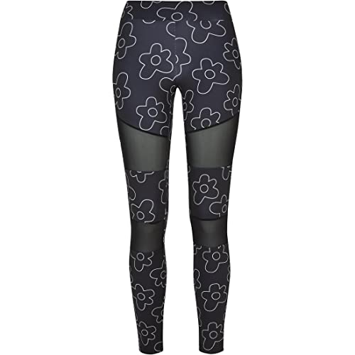 Urban Classics Ladies Tech Mesh AOP legginsy damskie, Blackflower, 4XL