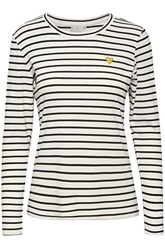 KAFFE damska koszulka z długim rękawem Regular fit Liddy T-Shirt, Kalk/Czarny -Limonkowe Kolor Serce, L