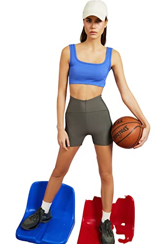 Trendyol Damska odzież sportowa z wysokim stanem Skinny fit Regular Fit Legginsy sportowe, antracyt, L, Antracyt, L