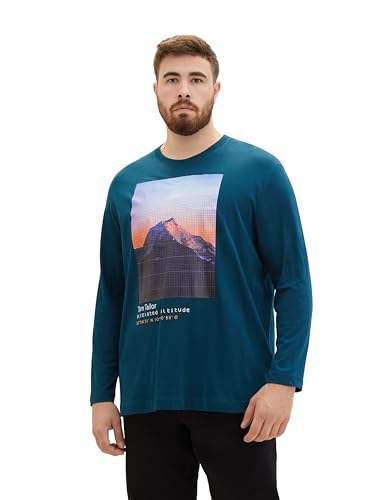 TOM TAILOR Męska koszulka z długim rękawem Plussize, 21179 – Deep Pond Green, 3XL