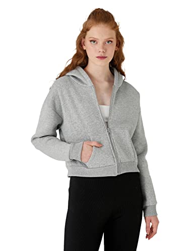 Koton Bluza damska Reißverschluss mit Einsteckdetail, szary melanż (Grm), M, Szary melanż (Grm), M