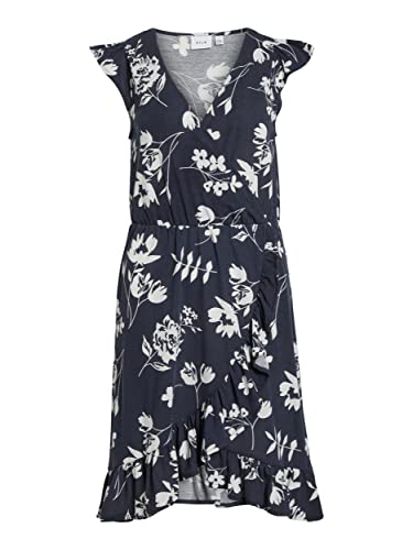 Vila Sukienka damska, Navy Blazer/Aop: white Flowers, XL