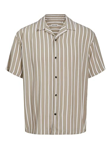 Jack&JONES męska koszula JJEJEFF Resort Stripe SS SN z krótkim rękawem, Crockery, L