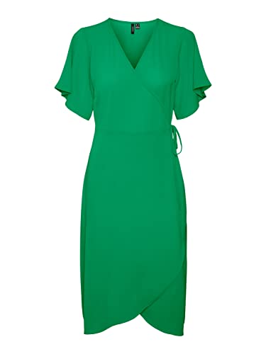 VERO MODA Women's VMSAKI SS Calf WRAP Dress GA NOOS sukienka, Bright Green, S, jasnozielony, S