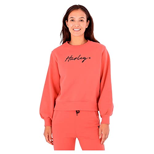 Hurley Damska bluza W Oceancare O&o Script Crew, Czerwony mineralny, S