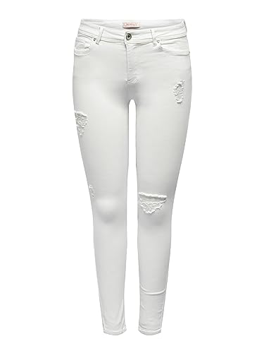 ONLY Dżinsy damskie skinny fit ONLWauw Mid Destroyed, biały, (XS) W / 30L