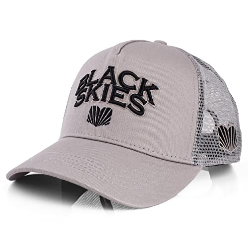Blackskies Team Trucker Baseball Cap | męska damska czapka z premium snapback czapka bejsbolówka czapka bejsbolówka czarna oliwkowa szara, szary, jeden rozmiar