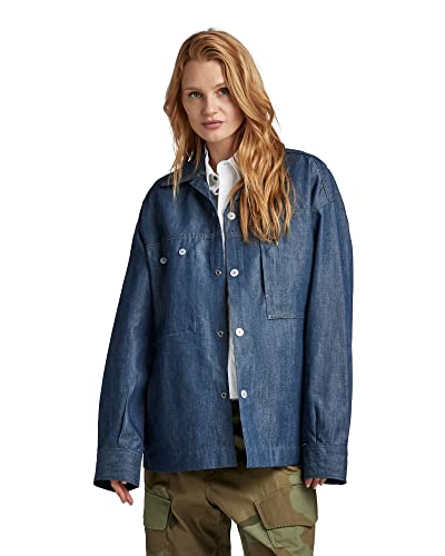 G-STAR RAW Koszulka damska oversize, z długim rękawem, niebieska (raw Denim D303-001), XL, niebieski (Raw Denim D303-001), XL
