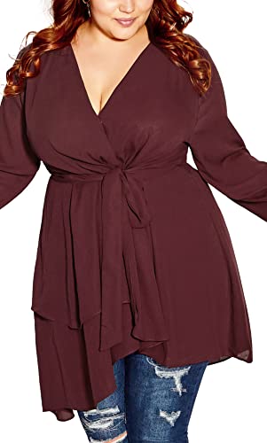 CITY CHIC Damska koszula plus size Shibara, Granat, 42-Du?e rozmiary