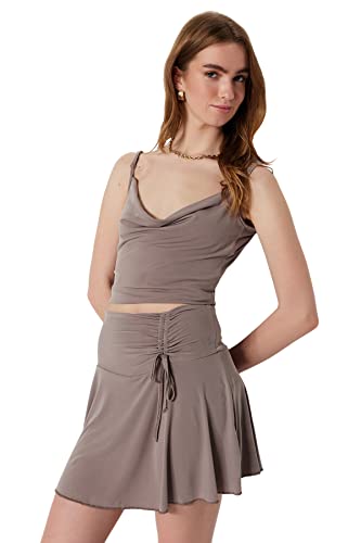 Trendyol Damska rozkloszowana spódnica dopasowana dzianinowa spódnica, rock, XL, Skała, XL