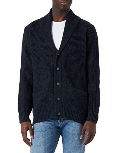 MUSTANG Męska kurtka z dzianiny Edgar Cardigan Navy_Blazer Melange 5422, S