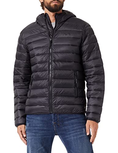 FILA Męska kurtka z kapturem z kamieniami, czarna, XL