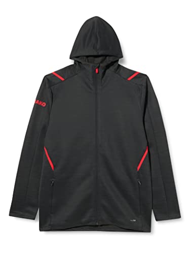 JAKO Męska kurtka FreizeitJacke z Kapuze Challenge kurtka rekreacyjna z kapturem, melanżowa czarno-czerwona, S