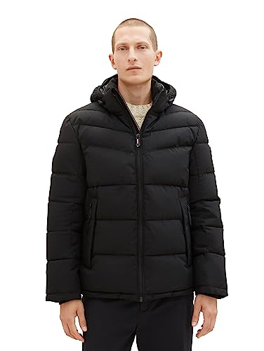 TOM TAILOR Męska kurtka puchowa z kapturem, 29999-Black, M, 29999-czarny, M