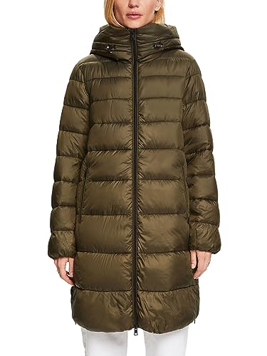ESPRIT Z recyklingu: pikowany płaszcz z kapturem, khaki (Dark Khaki), L