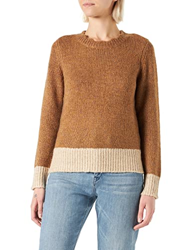 ONLY Onlmella L/S Contrast Bf KNT sweter damski, Bistre/Szczegóły: melanż/Pumice Stone Melange, S